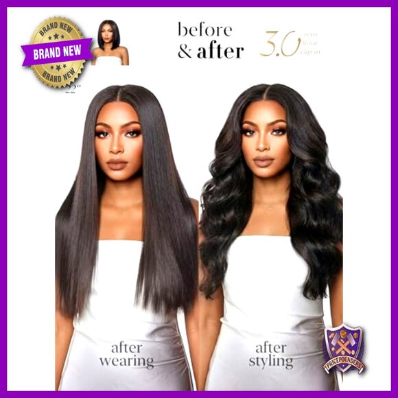 20 Inch Real Human Hair Clip In Extensions 7 Piece Set Yaki Straight main image 6